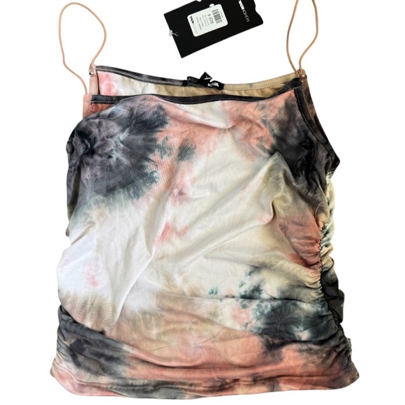 NWT Fashion Nova Sweet Never Sour Tie-Dye Spaghetti Strap Ruched Tank Top Small - Picture 1 of 4
